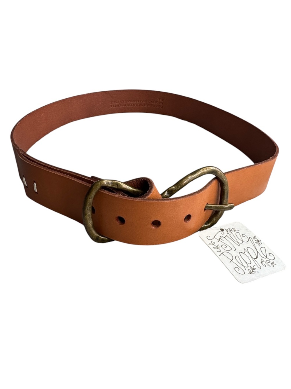 NWT Free People Tan Leather Belt With Antique Gold Buckle Size M/L